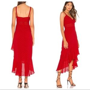 Tularosa red polka dot midi salsa dress